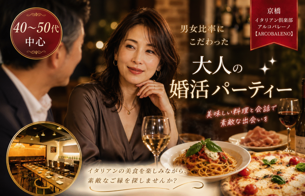 京橋イタリアン倶楽部 アルコバレーノ【ARCOBALENO】ＪＲ環状線・学研都市線 京橋駅 徒歩3分・京阪本線 京橋駅 徒歩3分・地下鉄長堀鶴見緑地線 京橋駅 徒歩4分