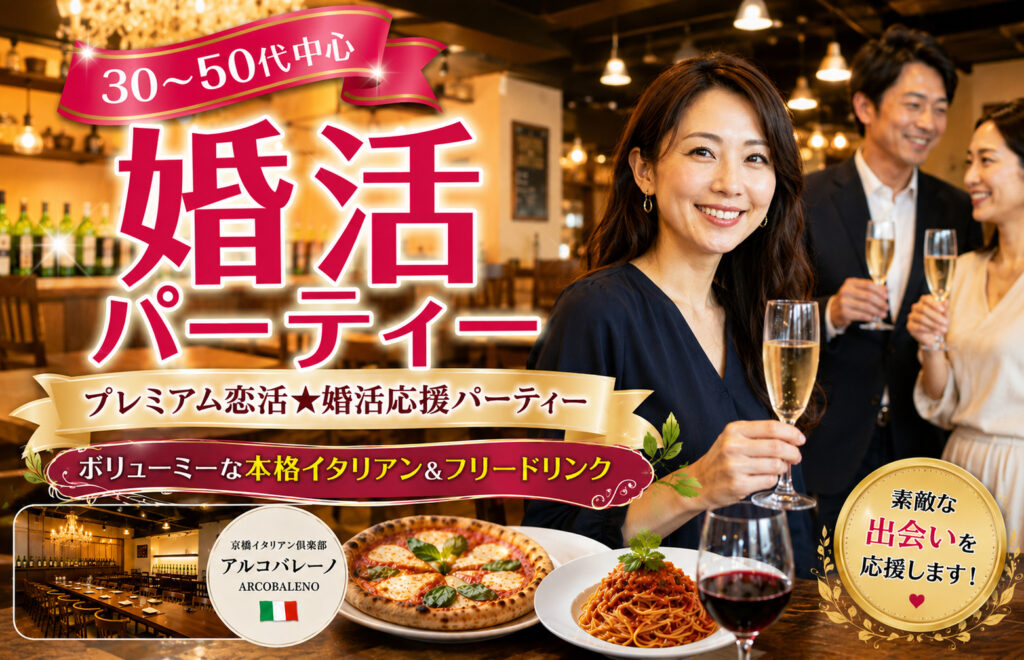 京橋イタリアン倶楽部 アルコバレーノ【ARCOBALENO】ＪＲ環状線・学研都市線 京橋駅 徒歩3分・京阪本線 京橋駅 徒歩3分・地下鉄長堀鶴見緑地線 京橋駅 徒歩4分